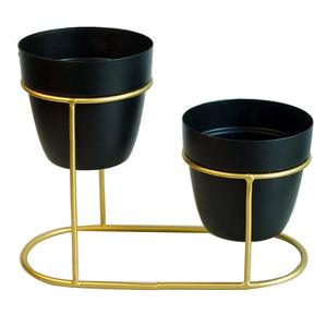 Decoración de oficina, maceta decorativa de lujo para el hogar, maceta galvanizada decorativa hecha a mano pulida brillante con asa - Product Image 1