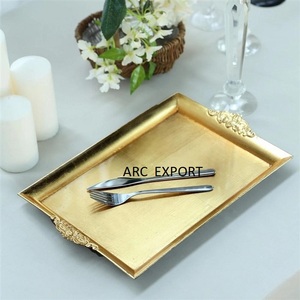 ถาดรองอาหารกระจกโลหะสีทองและสีขาวขนาดใหญ่ถาดทันสมัยของตกแต่งโต๊ะเครื่องครัวถาดเสิร์ฟชาและกาแฟ - Product Image 6