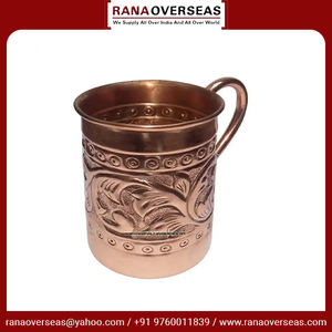 Tasse en cuivre pur gaufré solide de qualité supérieure Vente de koi de boisson de style moderne par les exportateurs indiens à bas prix - Product Image 4