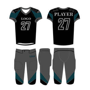 Ventes en gros de maillots de football américain personnalisés respirants à manches courtes, ensembles imprimés numériquement, séchage rapide, antibactériens, 100% polyester - Product Image 1