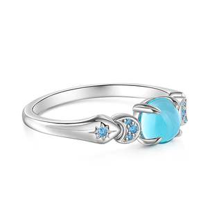 Bague Jeulia Fantasy Star and Moon Sea Glass en argent sterling plaqué or rose, ajustable, incrustation éternelle - Product Image 3