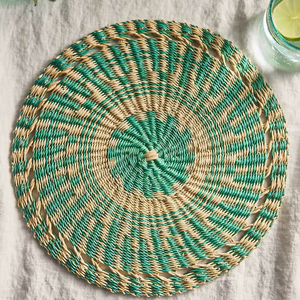 Manteles individuales de algas marinas naturales tejidos a mano para decoración del hogar bohemios coloridos ecológicos y cargador de mesa - Product Image 1