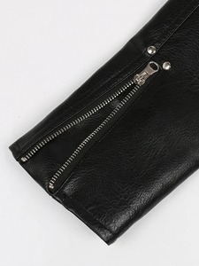 Chaqueta de manga larga con cremallera estilo Mauroicardi para hombre, chaqueta de cuero de motorista PU negro, moda de talla grande para primavera y otoño - Product Image 4