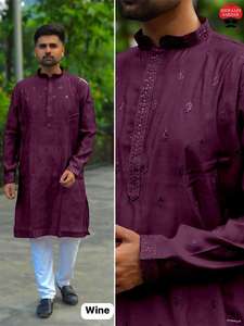 Tela Kurta de seda Premium para hombre con bordado disponible para venta en línea para ropa india y pakistaní - Product Image 2