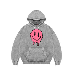 Color gris Diseño OEM Hip Hop Own Logo 100% Material de algodón Abajo Hombro Hombres Sun Faded Sudaderas con capucha personalizadas - Product Image 1