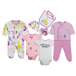 8 pièces de vêtements pour bébé confortables avec body, pyjama, bavoir, chapeau, kimono pour bébé, chaussons et pantalon, ensemble de vêtements pour bébé - Product Image 6