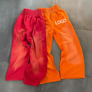 2025 Baggy pantalons de survêtement coton polaire Vintage luxe lavage à l'acide haute qualité coton imprimé tricoté Logo personnalisé hommes noir - Product Image 6