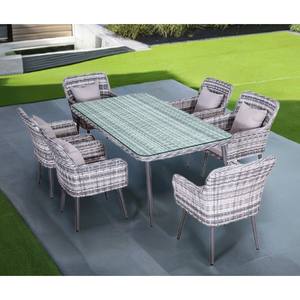 Set da Pranzo da Giardino Moderno in 7 Pezzi QUITO Grigio, Resistente, con Cuscini per Terrazza o Balcone - Product Image 2
