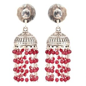 Handmade Stylish 92.5 Sterling Ethnic Wedding Indian Hangings Big Gorgeous Jhumki Earrings for Women NSJ-723 Latest Design - Product Image 2