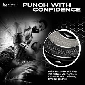 Custom Logo Gel Padded Inner Boxing Gloves for <b>Men</b> and Women with Long Elasticated Hand Wraps for <b>Punching</b> Boxing MMA Wholesale - Product Image 4