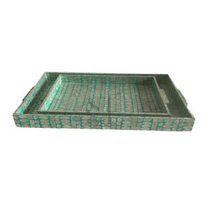 Best Selling Eid Special <b>Mother</b> Inlay Tray Set Handmade Viet Na Bakhoor Burner & Madkhan Serving Tray Inlay Mubkhar Box Tray Set - Product Image 2