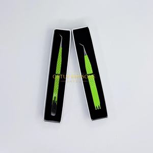 Pinzas de Extensión de Pestañas Getup Brosons Impex de Acero Inoxidable con Aislamiento de 45 Grados, Recubrimiento de Polvo Verde, Herramienta Profesional - Product Image 4
