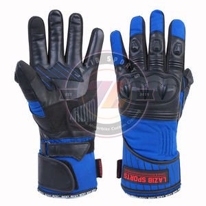 ถุงมือมอเตอร์ไซค์สั่งทำพิเศษ สีเขียว กันน้ำ ผลิตจากผ้าคอร์ดูร่า พร้อมหนังแท้สีดำอะนิลีน สำหรับนักขี่มอเตอร์ไซค์แนวสตรีทและคาเฟ่เรเซอร์ - Product Image 2