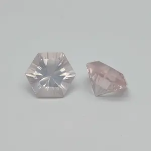 Natural Rose quartz 12mm potongan cekung segi enam 6.66 Cts rose quartz kualitas bersih warna cerah batu permata longgar untuk perhiasan