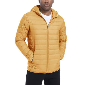 Veste matelassée légère en polyester et nylon pour homme Séchage rapide imperméable à l'eau Coupe-vent à capuche isolé Porte-manteau en toile - Product Image 1