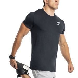 Camiseta de entrenamiento de gimnasia personalizada Muscle Fit para hombre, 100% poliéster, secado rápido, verano, manga corta, talla grande, Impresión de logotipo de sublimación en blanco - Product Image 1