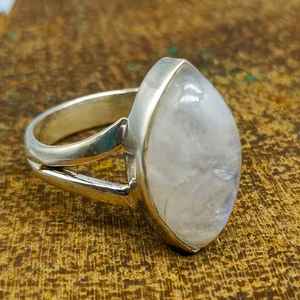 Bague de mariage blanche pour femme arc-en-ciel Flash bijoux fins avec forme de marquise arc-en-ciel pierre de lune pierre précieuse diamant lunette principale ensemble - Product Image 3