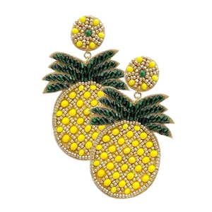 Laviossa Jewelry Boucles d'oreilles en perles d'ananas faites à la main pour femmes Perle Stone Inspired India Classic by glowin fashion - Product Image 5