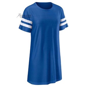 <b>Women</b> Blue Color <b>White</b> Striped Design Crewneck <b>Short</b> <b>Sleeve</b> Sportswear Baseball Jersey <b>Shirts</b> Cotton Breathable Quick Dry - Product Image 2