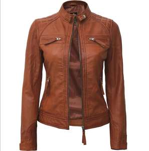 2024, chaqueta de cuero con cuello levantado de invierno para mujer, éxito de ventas único, logotipo OEM, diseño sólido, tela de lona, suministro al por mayor terminado - Product Image 1