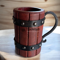 Tazza in Legno Artigianale Tradebyd - Ecologica, Riutilizzabile, Sicura per Alimenti, Design Classico, Rivestimento Anticorrosione, Manico Integrato, Unisex