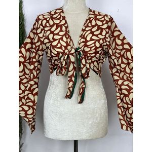 Haut De Portefeuille Manches Longues Style Hippie Bohme Motif Cachemire Et Fleurs Colors Taille XL Desse Ferique En - Product Image 3