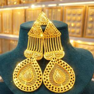 Ensemble de collier ovale en argent de luxe avec boucles d'oreilles pendantes assorties, bijoux de créateur, modèle 63055 - Product Image 2