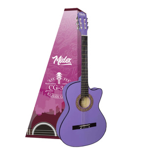 Guitarra Clásica Negra 4/4 con Cutaway, Tapa de Abeto, Varilla de Ajuste, Set Completo para Principiantes y Funda Acolchada |   Midex CG-395PRP - Product Image 1