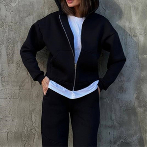 Jersey personalizado Fitness Chándal 2 piezas Sudadera con capucha Conjuntos Entrenamiento Fleece Zip Up Entrenamiento Deportes Jogger Set para mujeres - Product Image 4