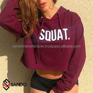 เสื้อฮู้ดครอปพิมพ์ลายแขนยาวผ้าฝ้าย 100% สำหรับผู้หญิงใส่ในฤดูหนาว พร้อมโลโก้สั่งทำ ขายส่งสำหรับชุดออกกำลังกาย - Product Image 3