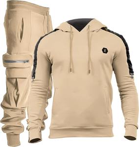 Conjunto Deportivo de Invierno para Hombre, de Algodón Grueso, con Sudadera Corta de Hombros Caídos, Diseño con Estampado Puff y Pedrería - Product Image 3