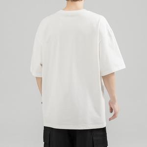 Camiseta gris oscuro de verano para hombre, cuello redondo, mangas cinco cuartos, ajuste holgado, Camiseta básica de media manga a la moda, camisetas para hombre - Product Image 5