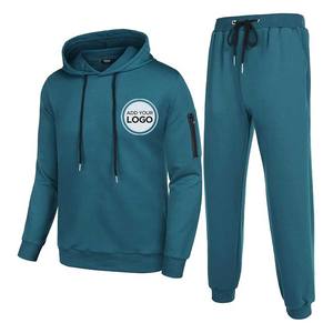 Chándal atlético con capucha para hombre, trajes informales de 2 piezas, sudaderas con capucha de bloque de color y conjunto de pantalones de chándal, chándales - Product Image 3