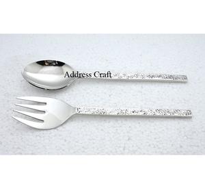 Útiles herramientas de cocina, servidor de ensalada de acero inoxidable, juego de Servicio de ensalada Manual operado a mano, cubiertos reutilizables seguros para alimentos al mejor precio - Product Image 4