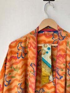 Luxe Soie Kimono Robe Loungewear Cadeau Boho Festival Porter Des Vêtements Quotidiens Sexy À La Main Vintage Sari 3/4 Manches Plage Coverup - Product Image 2