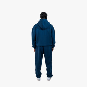 Survêtement à fermeture éclair intégrale en coton XXL 100% pour hommes, ensemble de pantalons de survêtement à capuche avec logo personnalisé, respirant, grande taille, hiver - Product Image 3