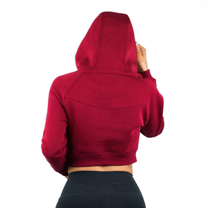 Top corto de manga larga de punto de invierno para mujer, sudaderas con capucha 100% algodón, logotipo frontal, uso al aire libre - Product Image 6