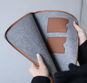 Sac mince personnalisable de poche de téléphone portable d'ordinateur de livraison d'usine avec la douille de cuir d'unité centrale de feutre de porte-stylo de carte pour le macbook pro - Product Image 4