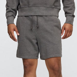 Short d'entraînement de gymnastique en molleton éponge française 100% coton pour hommes, entrejambe de 5 pouces, couleur unie, écologique, course d'été dans la rue. - Product Image 2