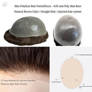 HZ087 LUFA LFTP Natural Wave Indian Virgin Hair Toupee Hombres Diseño de piel delgada V Loop Sistemas de reemplazo PU Tamaños de corte recto - Product Image 6