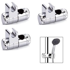 3 pezzi gancio di supporto doccia cromato per aste scorrevoli su e giù per appendiabiti - Product Image 2