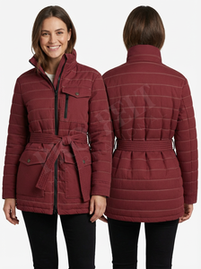 Abrigo Acolchado Largo de Invierno con Cinturón, Chaqueta Acolchada de Moda de Invierno al por Mayor, Abrigos Acolchados Casuales Cómodos de Talla Grande - Product Image 5