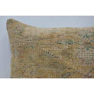 Beige Wool Woven Patchwork Kantha <b>Bolster</b> <b>Pillow</b> 16x24 Inch Luxury Vintage Floral Print Eco-Friendly Non-Slip Removable Washable - Product Image 2