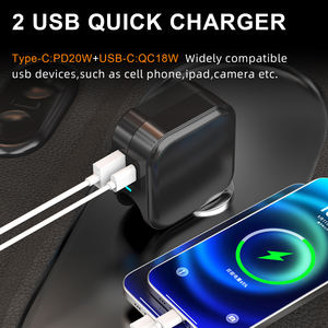 ที่ชาร์จในรถยนต์แบบพกพา 2-in-1 พร้อมปลั๊กพับได้สำหรับ iPhone X XR XS 7 8 Plus Note 8 9 Galaxy S8 S9 Plus และ <span class=keywords><strong>LG</strong></span> Pixel - Product Image 5