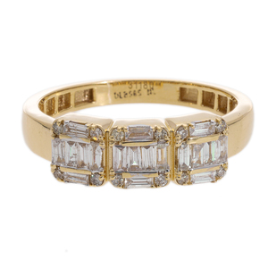 Élégante bague trio pour femme en or 14KT/18KT avec diamants naturels taille brillant de 0,47 carats, sertie en trois rangées, plaquée rhodium - Product Image 1