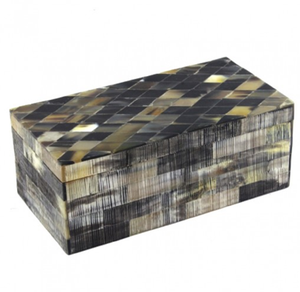 Exclusivo Joyero de Hueso con Incrustaciones de Cuerno y Patrón Cuadrado Grabado, Color Personalizado, Almacenamiento para el Hogar, Regalo, Diseño Atractivo - Product Image 3