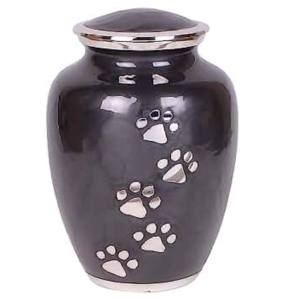 Laiton noir avec empreintes de pattes rondes Urnes pour animaux de compagnie Urnes pour animaux de compagnie en métal de la plus haute qualité pour la maison funéraire - Product Image 4