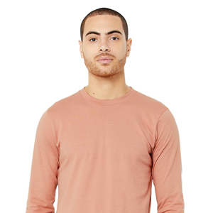 Silver Comfort 100% Airlume Camiseta de manga larga de algodón peinado con cuello redondo Estilo formal con un forro plateado clásico - Product Image 4