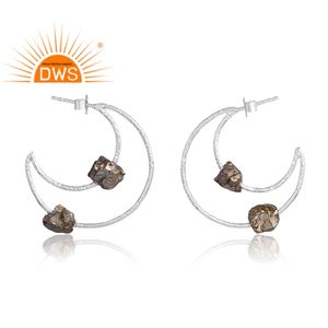 Nuevo diseño, pendiente de piedras preciosas de pirita Natural de Plata de Ley 925, joyería de diseño personalizado para mujer, regalo para ella - Product Image 3