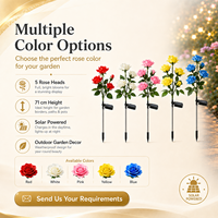 Lampe solaire décorative d'extérieur à 5 têtes en forme de rose, IP65, plusieurs couleurs, pour jardin, vente en gros